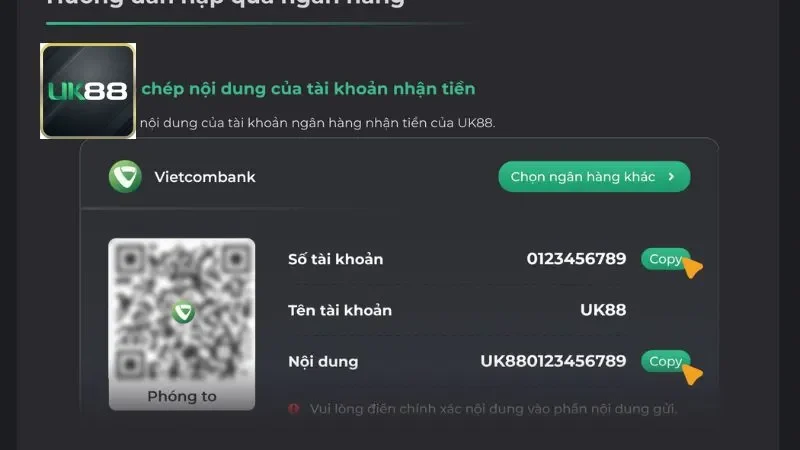 Nạp tiền UK88: Hướng dẫn chi tiết và thông tin quan trọng 3 3 bước nạp tiền UK88 cực đơn giản